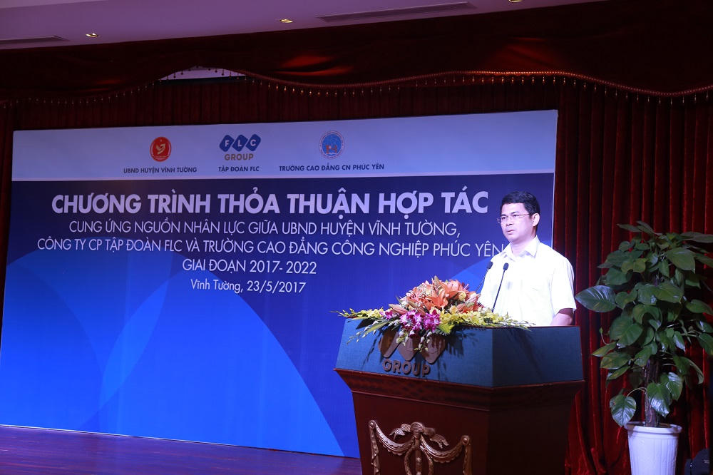 Tập đoàn FLC ký kết hợp tác nhân lực với huyện Vĩnh Tường và Trường Cao đẳng Công nghiệp Phúc Yên
