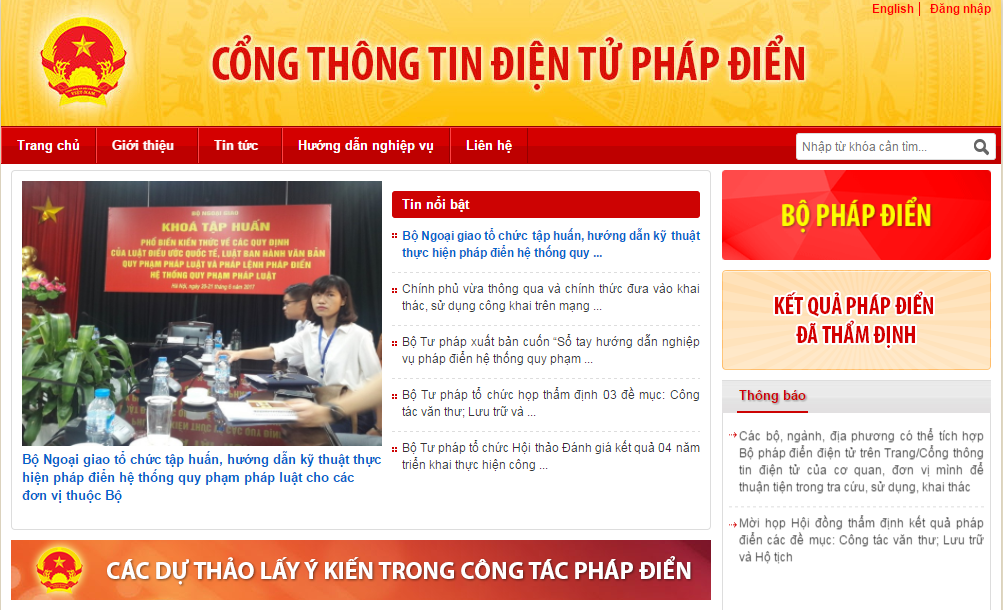 Công khai kết quả pháp điển để khai thác, sử dụng trên mạng Internet