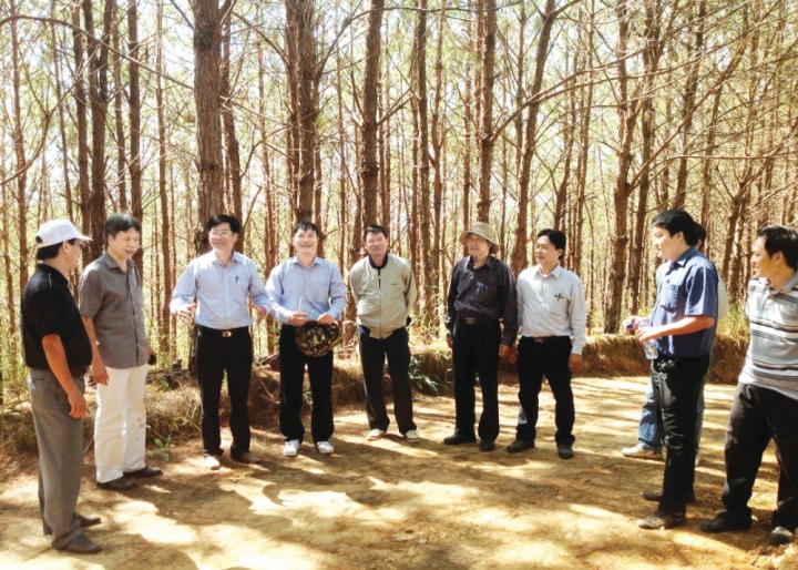 
Giám đốc Tống Hữu Chân (thứ 3 từ trái sang) kiểm tra công tác&nbsp;
