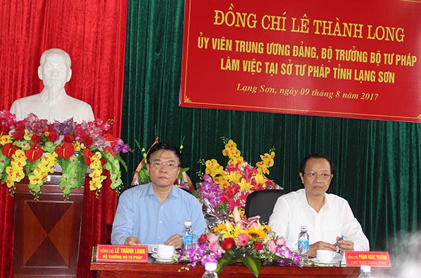 Bộ trưởng Lê Thành Long làm việc tại tỉnh Lạng Sơn: Tỉnh quan tâm, đầu tư thêm nguồn lực