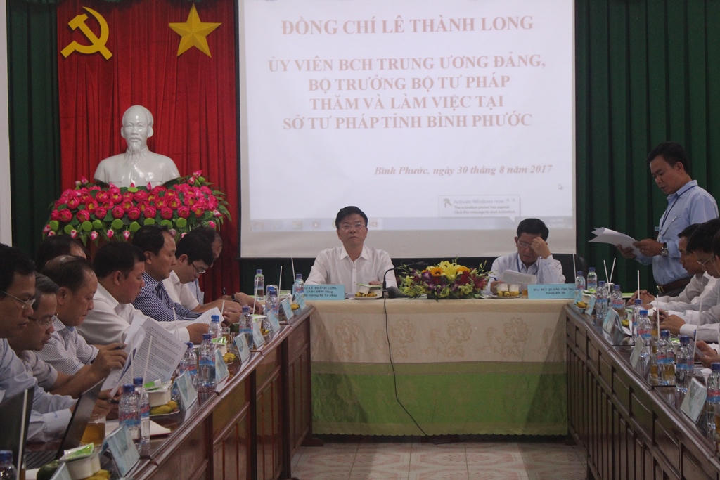 Bộ trưởng Lê Thành Long:  Tư pháp và THADS Bình Phước cần phát huy mọi nguồn lực