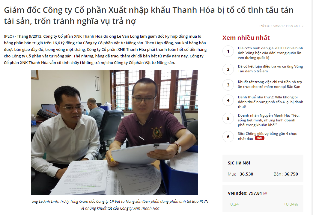 Lộ rõ mưu đồ chiếm đoạt và tham ô tài sản của Giám đốc Imexco Thanh Hóa