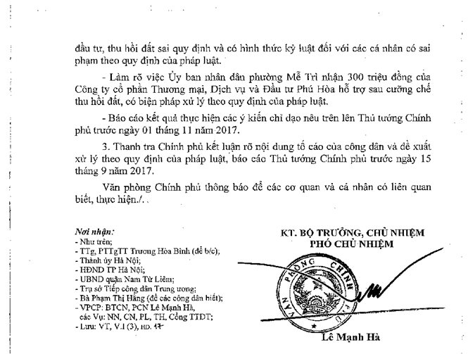 Hà Nội: Ông Nguyễn Văn Hải đã ký những văn bản gì liên quan vụ thu hồi đất tại Mễ Trì?