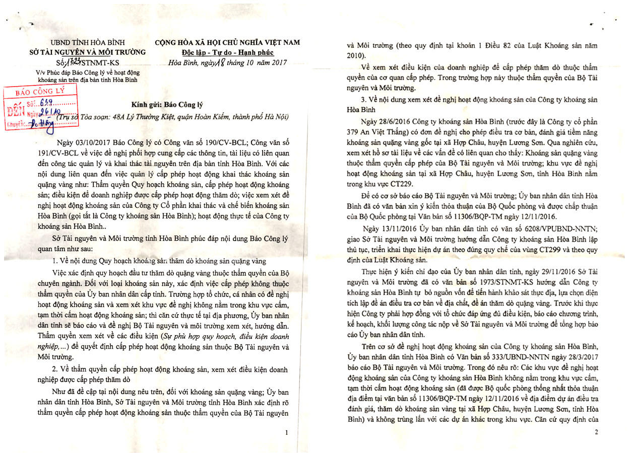 Quản lý khai thác vàng tuỳ tiện, trái pháp luật ở Hoà Bình: Thấy gì từ một công văn bao biện, né tránh sai phạm?