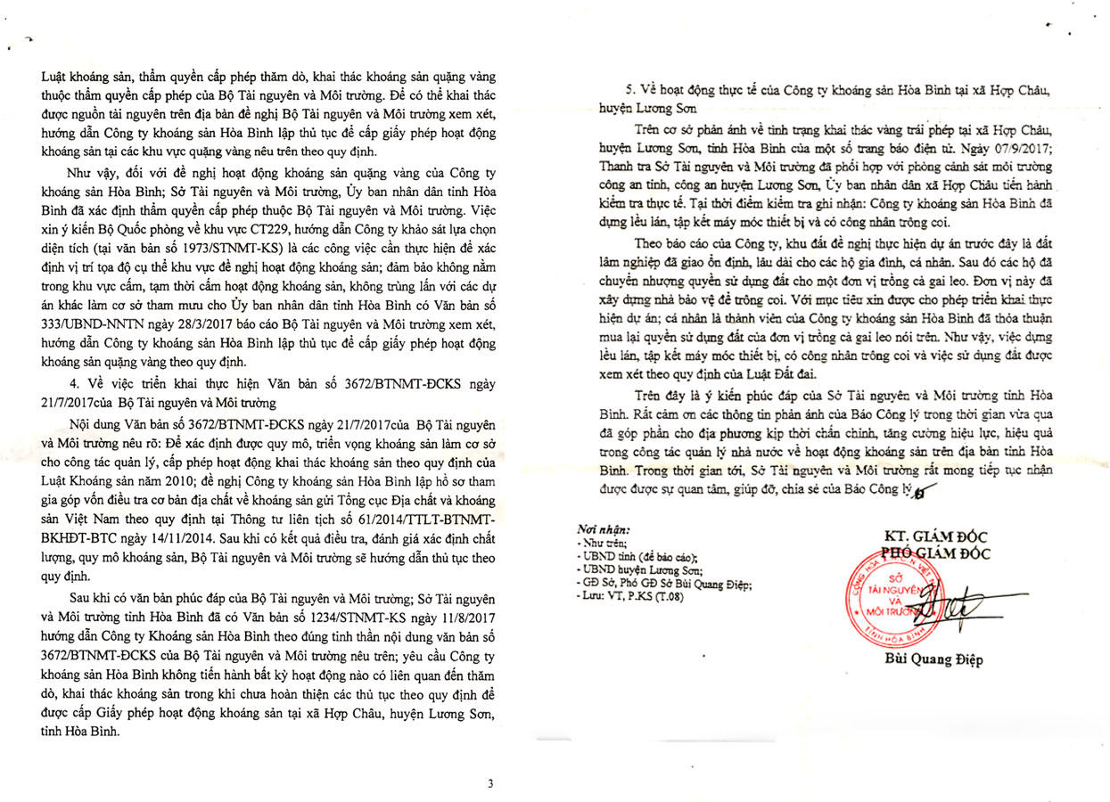 Quản lý khai thác vàng tuỳ tiện, trái pháp luật ở Hoà Bình: Thấy gì từ một công văn bao biện, né tránh sai phạm?
