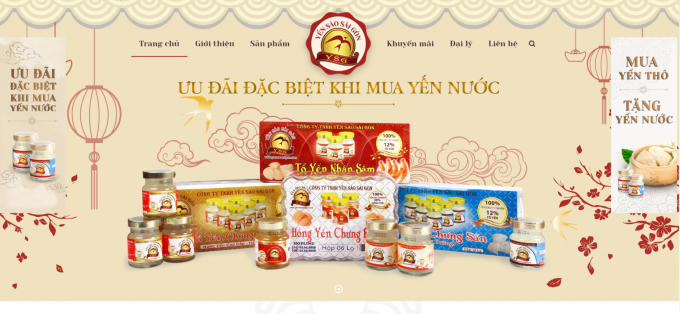 Website Công ty TNHH Yến sào Sài Gòn địa chỉ tại426A đường Láng.