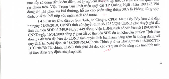 Kết luận của Thanh tra chính phủ.