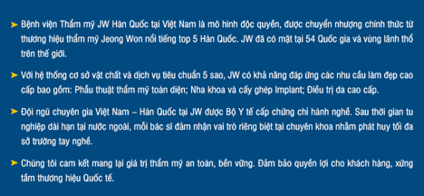 Bệnh viện thẩm mỹ JW Hàn quốc-Nơi khởi đầu cho nhan sắc mới