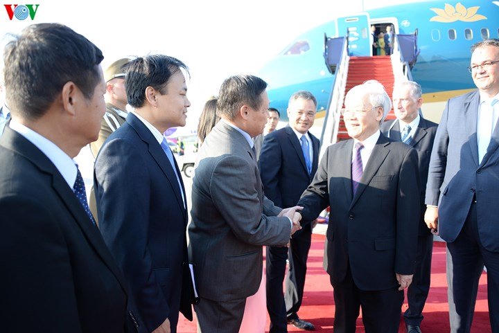 Lễ đón Tổng bí thư Nguyễn Phú Trọng tại sân bay Hungary