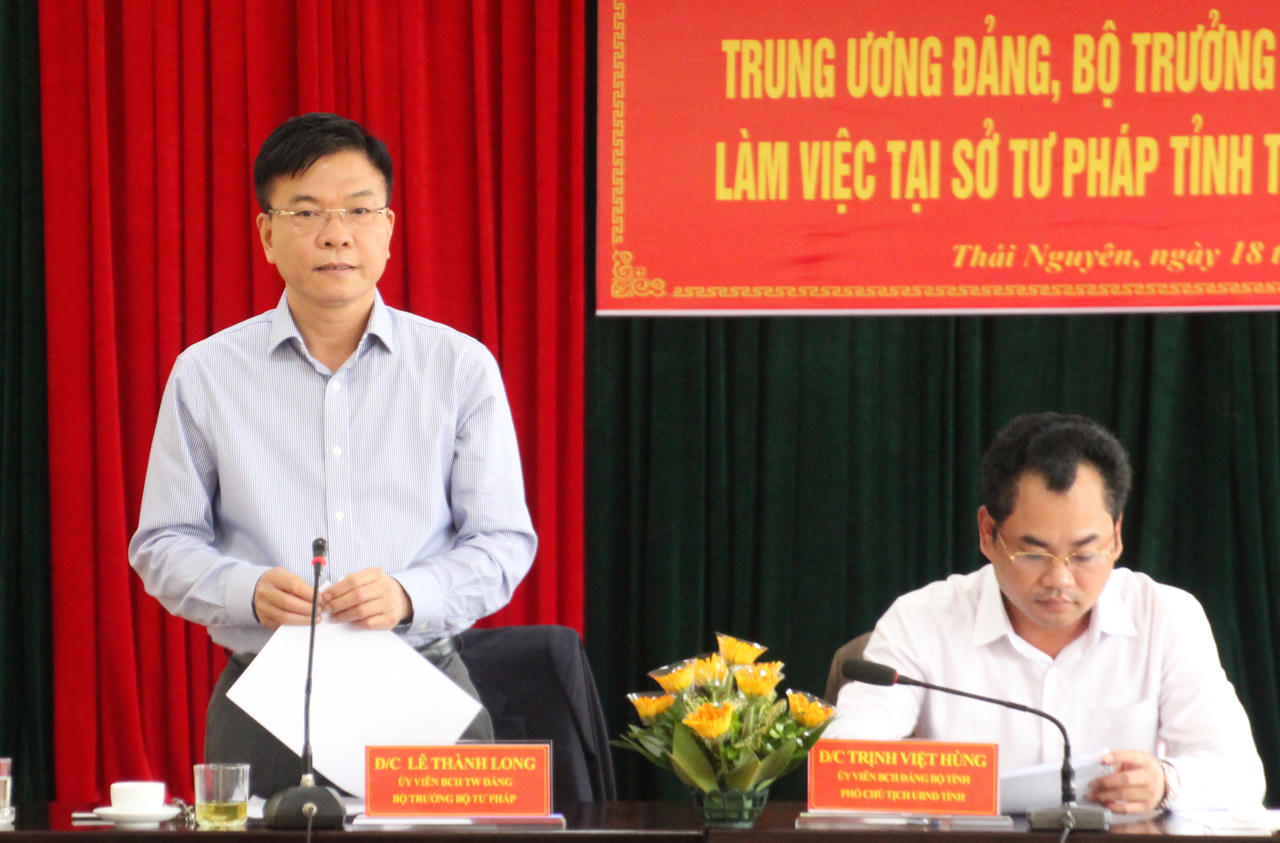 Bộ trưởng Tư pháp Lê Thành Long thăm và làm việc tại Thái Nguyên