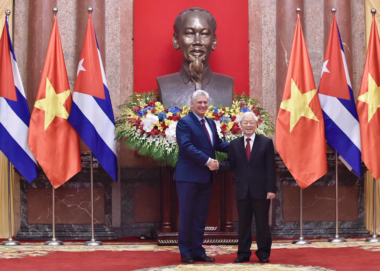 Tổng Bí thư, Chủ tịch nước Nguyễn Phú Trọng đón Chủ tịch HĐNN, HĐBT Cuba