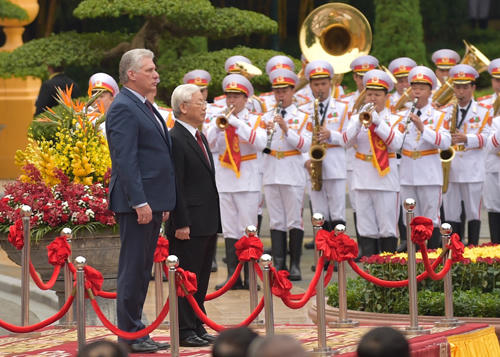 Tổng Bí thư, Chủ tịch nước Nguyễn Phú Trọng đón Chủ tịch HĐNN, HĐBT Cuba