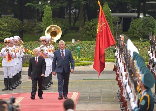 Tổng Bí thư, Chủ tịch nước Nguyễn Phú Trọng đón Chủ tịch HĐNN, HĐBT Cuba