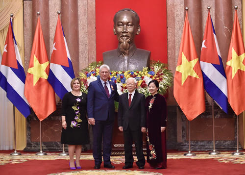 Tổng Bí thư, Chủ tịch nước Nguyễn Phú Trọng đón Chủ tịch HĐNN, HĐBT Cuba