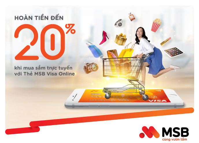 MSB ra mắt thẻ tín dụng có tính năng hoàn tiền tới 20% khi chi tiêu online