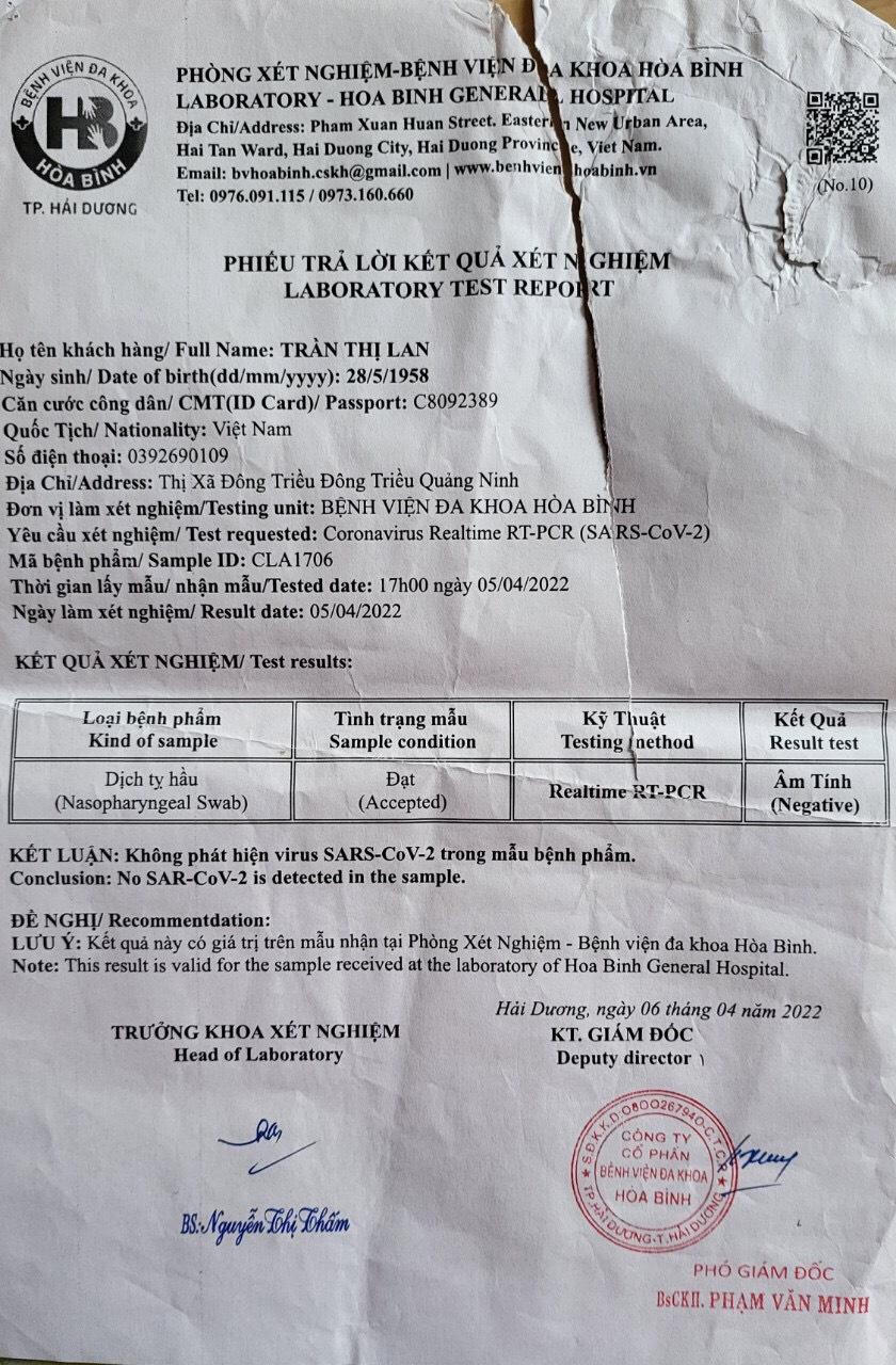 Quảng Ninh: Bất thường trong test PCR tại Bệnh viện Việt Nam – Thụy Điển Uông Bí?