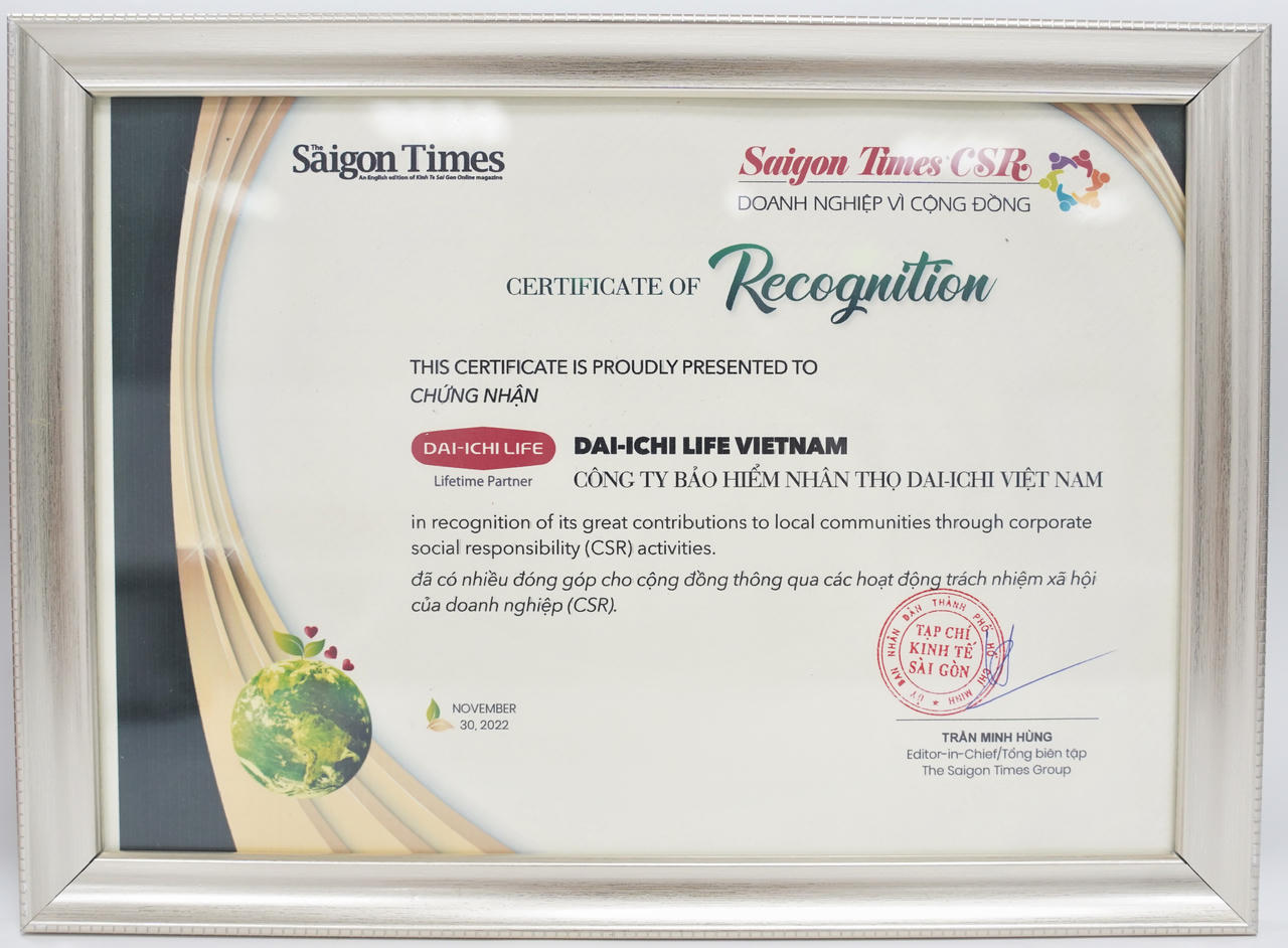 Dai-ichi Life Việt Nam được vinh danh “Doanh nghiệp vì Cộng đồng - Saigon Times CSR 2022” lần thứ tư