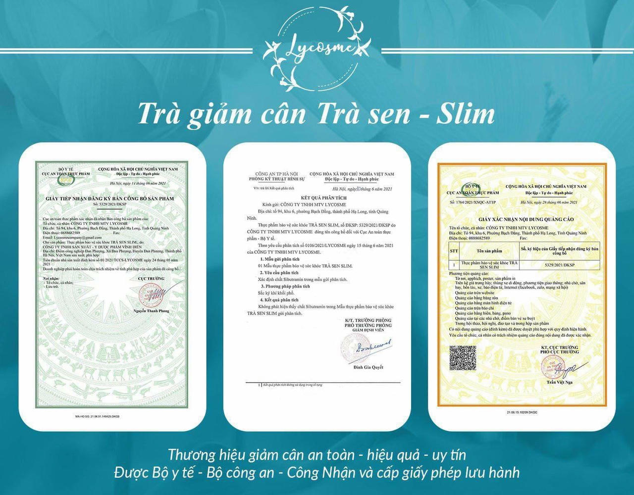 Trà Sen Slim được chứng nhận chất lượng đạt chuẩn GMP