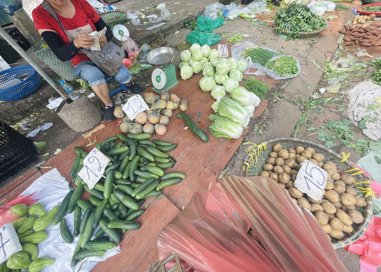 Nhếch nhác chợ cóc, chợ tạm trên vỉa hè đường Trần Quốc Vượng, Hà Nội