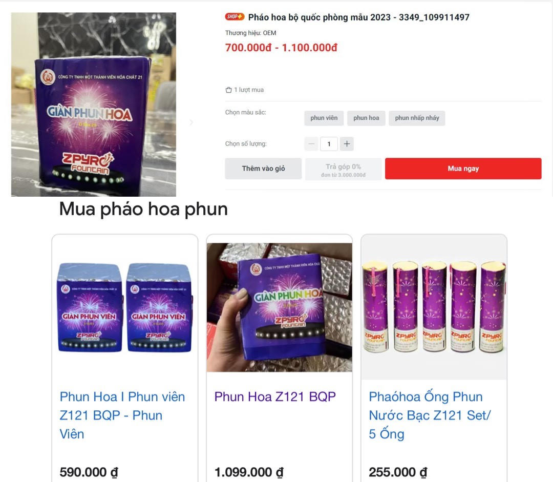 Cận Tết, pháo hoa bán tràn lan trên 'chợ mạng'