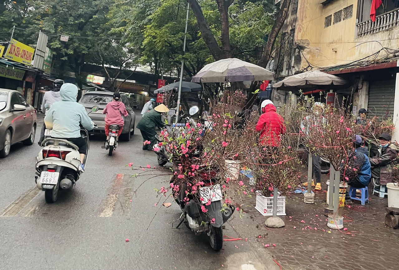 Chợ Rằm tháng Giêng: Người Hà Nội 'đội mưa' đi sắm lễ