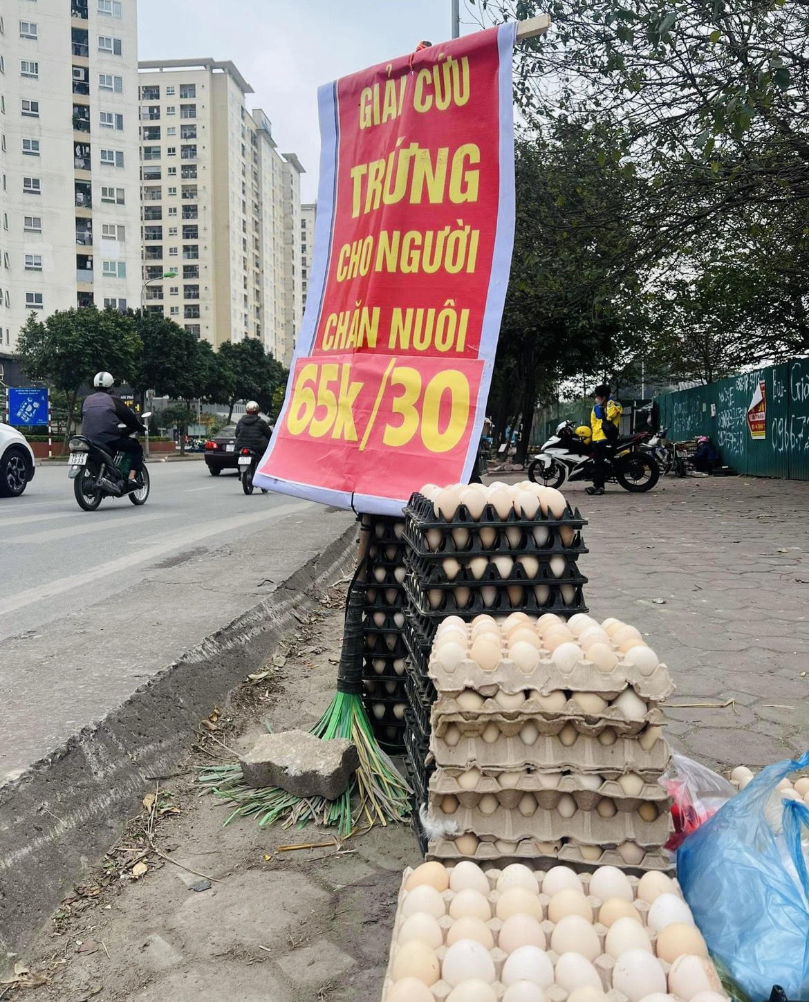 Giải cứu trứng gà 65.000 đồng/30 quả tràn lan vỉa hè Hà Nội