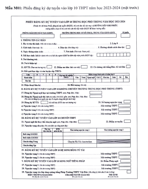 Hà Nội tiếp nhận Phiếu đăng ký dự tuyển vào lớp 10 từ hôm nay, 6/4