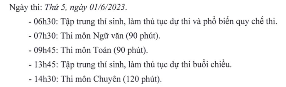 Vật dụng nào được phép mang vào phòng thi tuyển sinh 10 Trường THPT Chuyên Sư phạm?