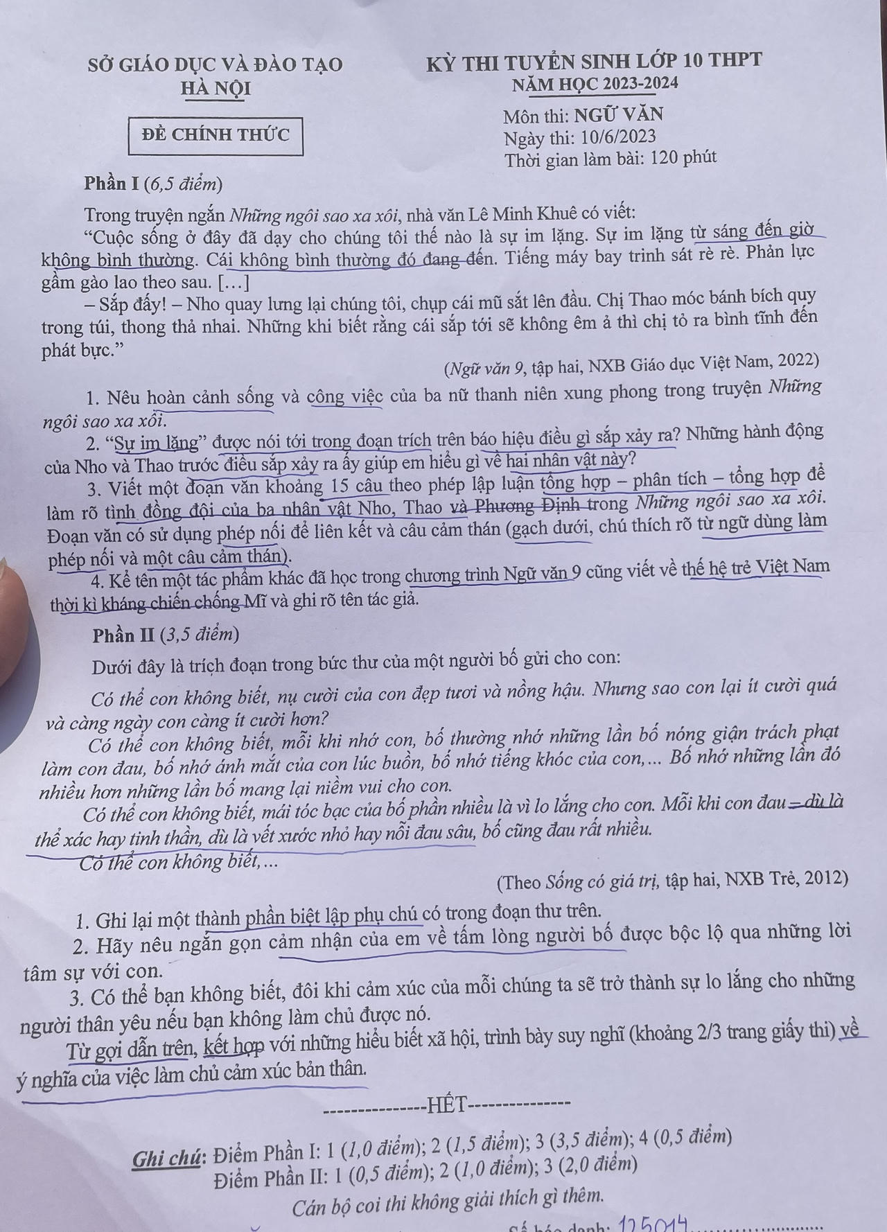 Những ngôi sao xa xôi vào đề thi lớp 10 Hà Nội, thí sinh đánh giá vừa sức