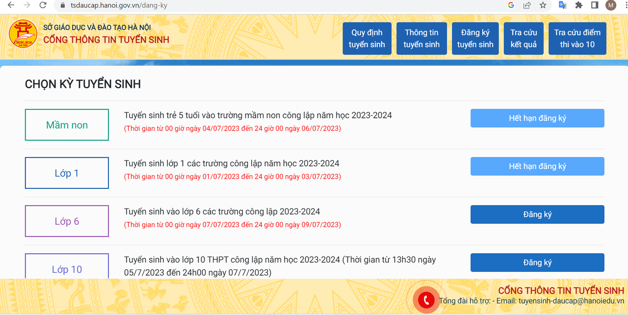 Hà Nội bắt đầu đăng ký tuyển sinh trực tuyến vào lớp 6