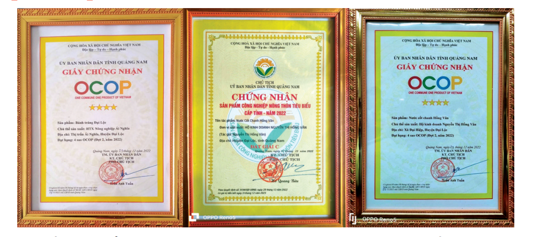 Huyện Đại Lộc 'cán mốc' 20 sản phẩm OCOP đạt hạng sao cấp tỉnh