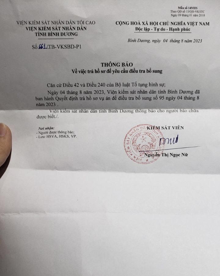 Cựu Bí thư Bến Cát kêu oan: Vì sao VKSND Bình Dương tiếp tục trả hồ sơ?