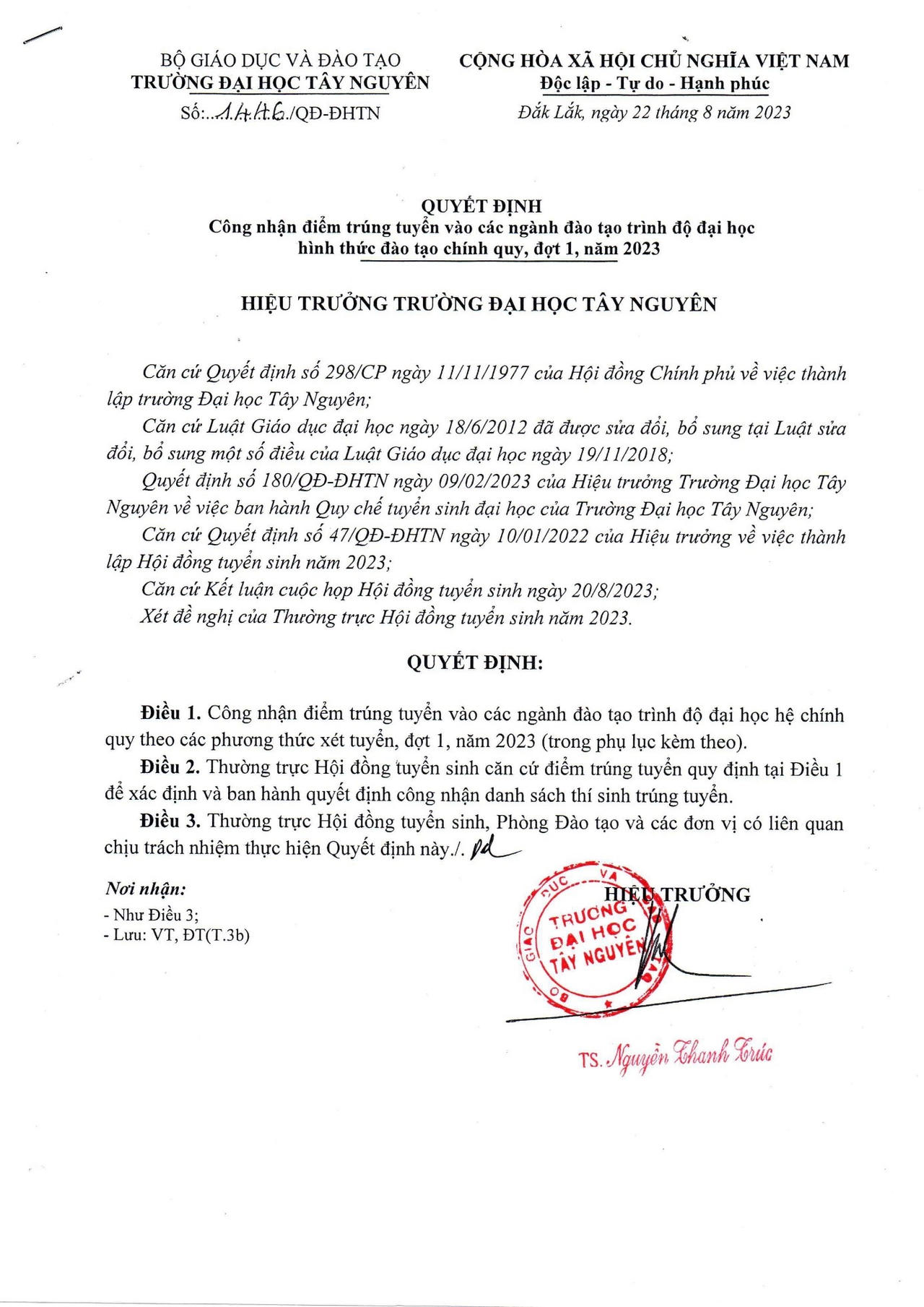 Điểm sàn xét tuyển Đại học Tây Nguyên cao nhất 26 điểm