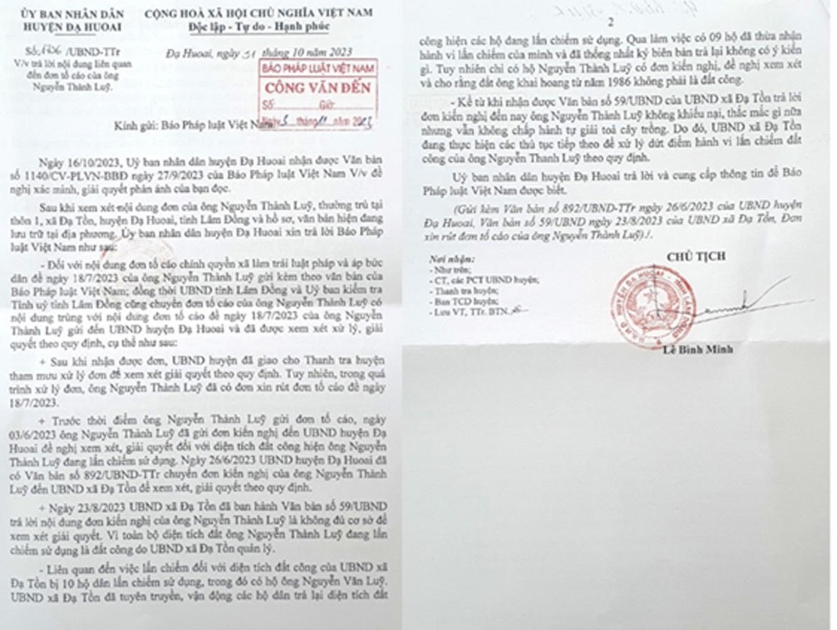 Một quyết định xử phạt bị khiếu nại tại Lâm Đồng: UBND huyện Đạ Huoai thông tin chi tiết