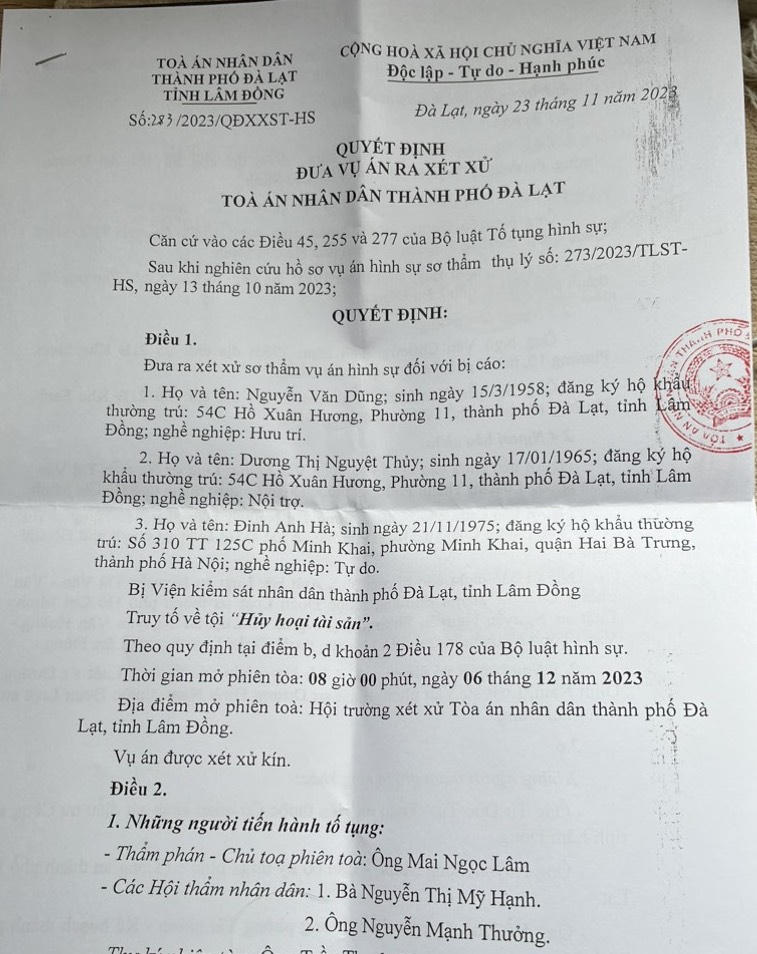 Vụ án dư luận Lâm Đồng quan tâm dự kiến “xử kín”: Chánh án TAND Đà Lạt cho biết nội dung quyết định “đã nhầm lẫn”