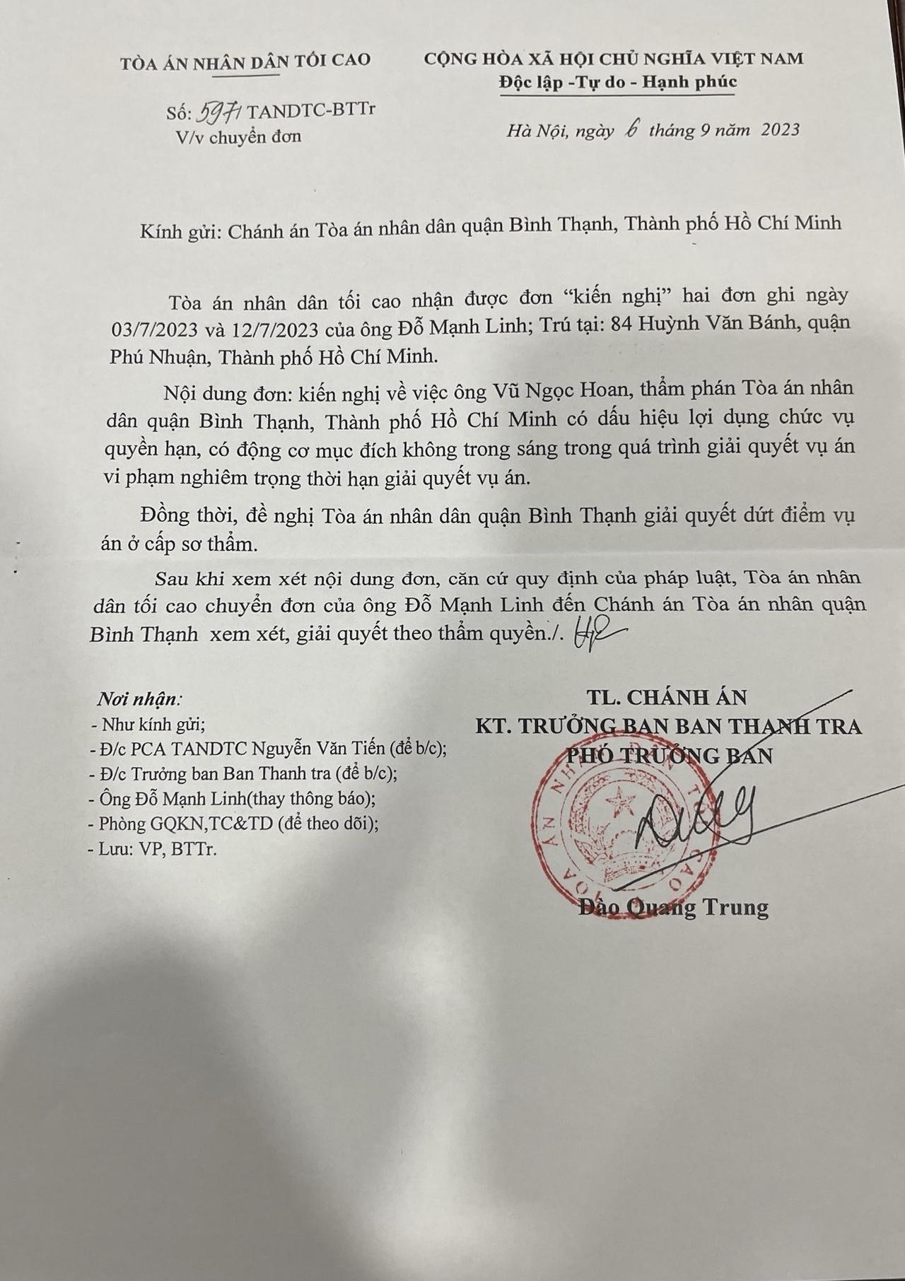 Vụ kiện liên quan cuộc đấu giá căn nhà tại đường Nguyễn Hữu Cảnh (TP Hồ Chí Minh): TAND quận Bình Thạnh thụ lý thêm yêu cầu độc lập của người đấu giá trúng 