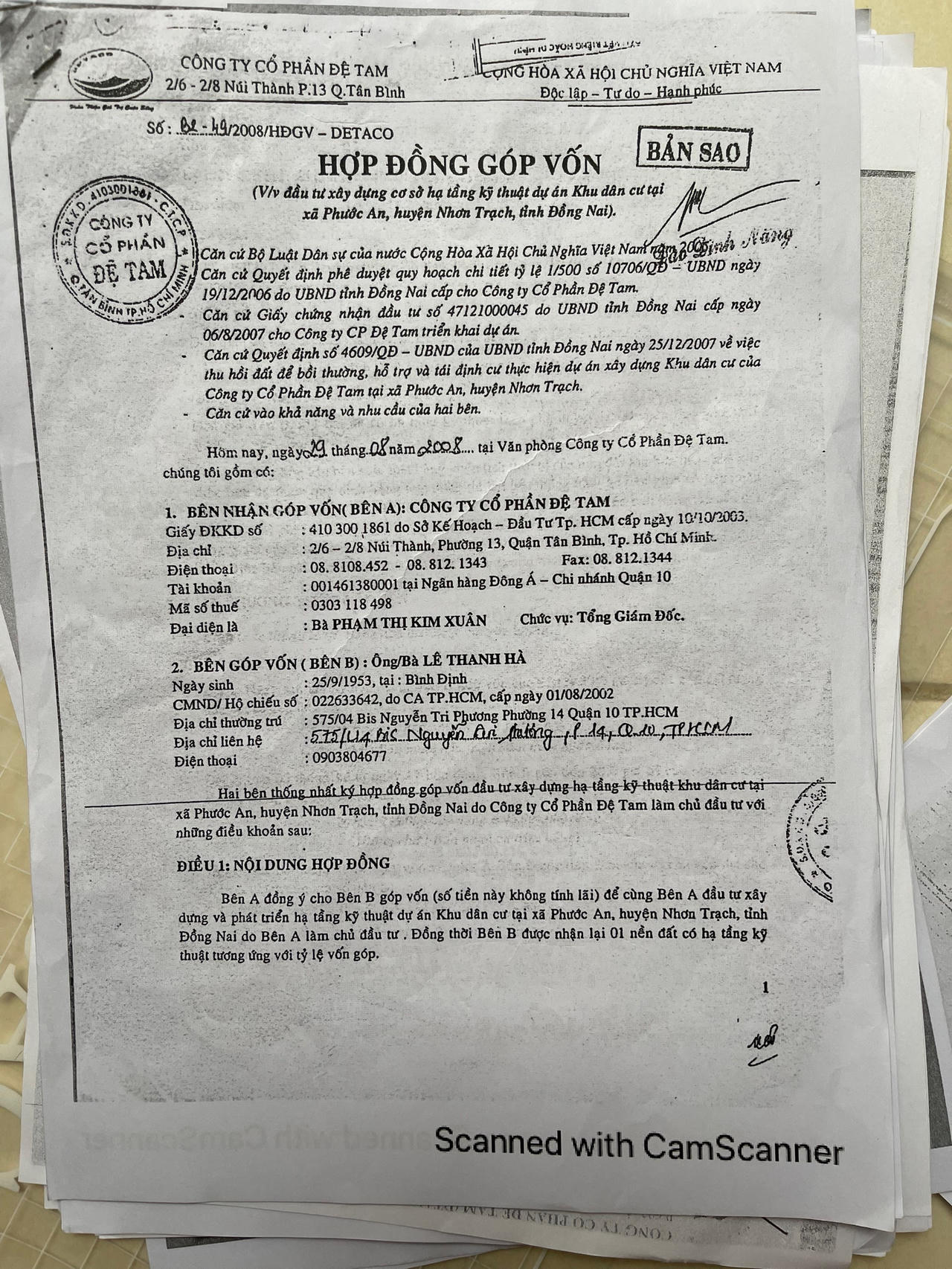 Dự án Khu dân cư xã Phước An (huyện Nhơn Trạch, Đồng Nai): Cty Đệ Tam chưa được giao đất đã ký hợp đồng 'góp vốn'