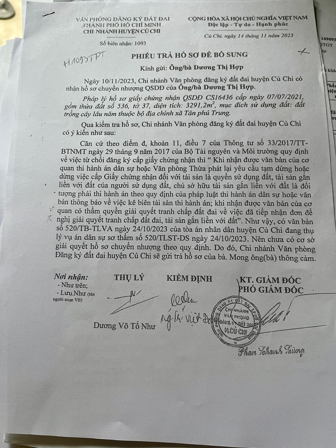 Bị phản ánh "sang tên đất sai quy định", Văn phòng đăng ký đất đai Củ Chi nói gì?