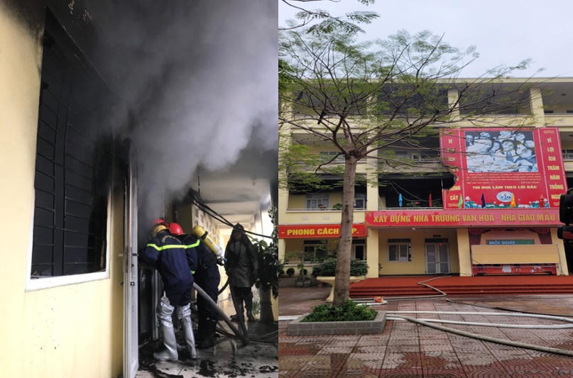 Cháy một trường học ở Hà Nội