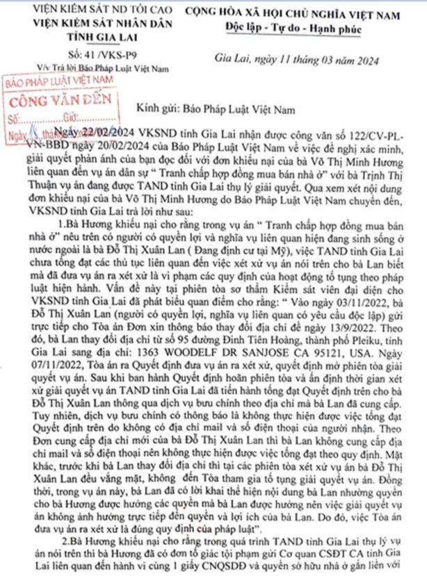 Vụ việc “một sổ đỏ nhận sang nhượng cho nhiều người” tại Gia Lai: VKSND tỉnh cho biết đang chờ liên ngành Trung ương hướng dẫn