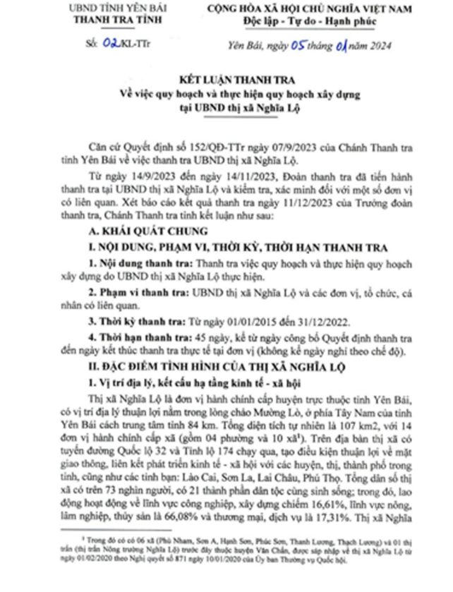 Yên Bái: Nhiều tồn tại trong thực hiện quy hoạch xây dựng của UBND thị xã Nghĩa Lộ