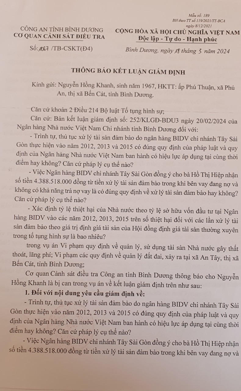 Vụ án liên quan cựu Bí thư Thị xã Bến Cát: 3/3 yêu cầu giám định của Công an Bình Dương đều bị từ chối