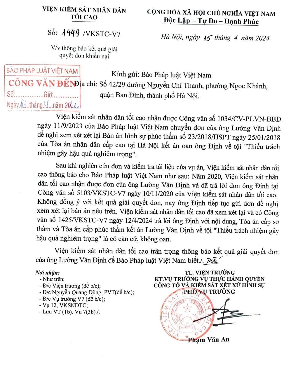 VKSND Tối cao: Trả lời về một vụ án “cố ý làm trái” tại tỉnh Sơn La