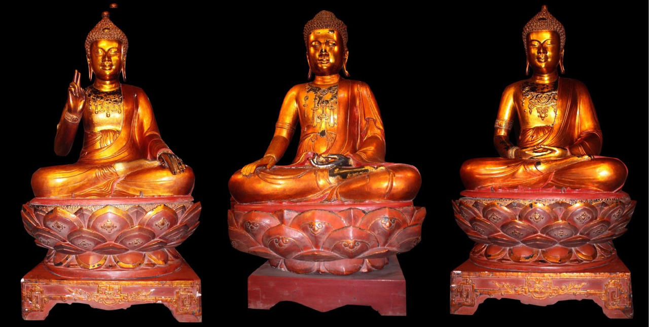 Độc đáo bộ tượng Tam Thế Phật chùa Côn Sơn ở Hải Dương