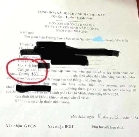 Vì đâu giáo viên chủ nhiệm yêu cầu học sinh viết đơn theo mẫu?