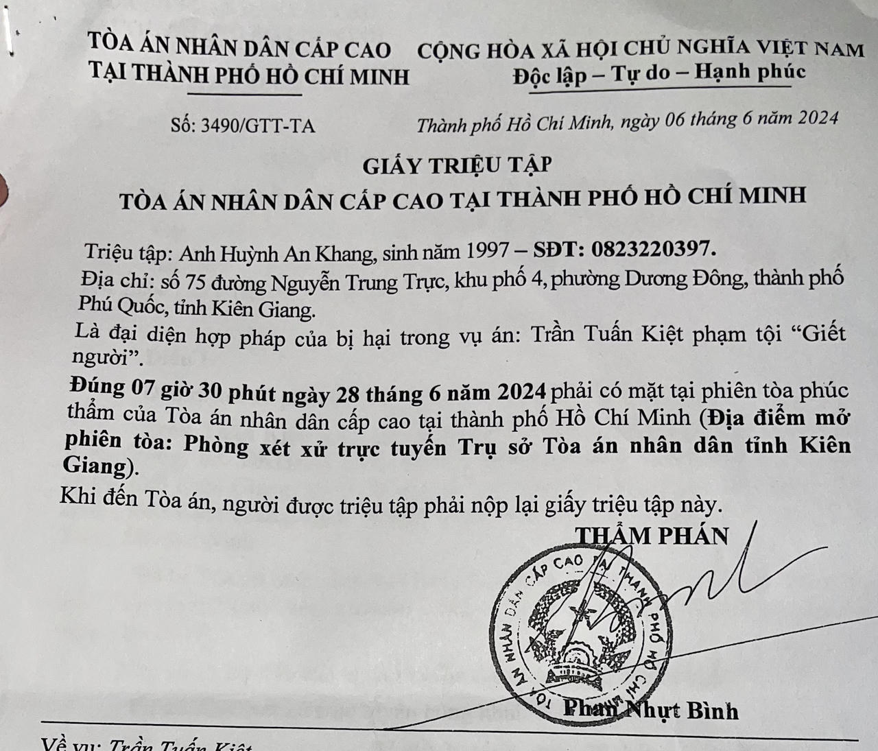 Vụ án mạng vì nhắc nhở người khác giữ vệ sinh ở Phú Quốc (Kiên Giang): Phía bị hại đề nghị cấp phúc thẩm xem xét dấu hiệu bỏ lọt tội phạm