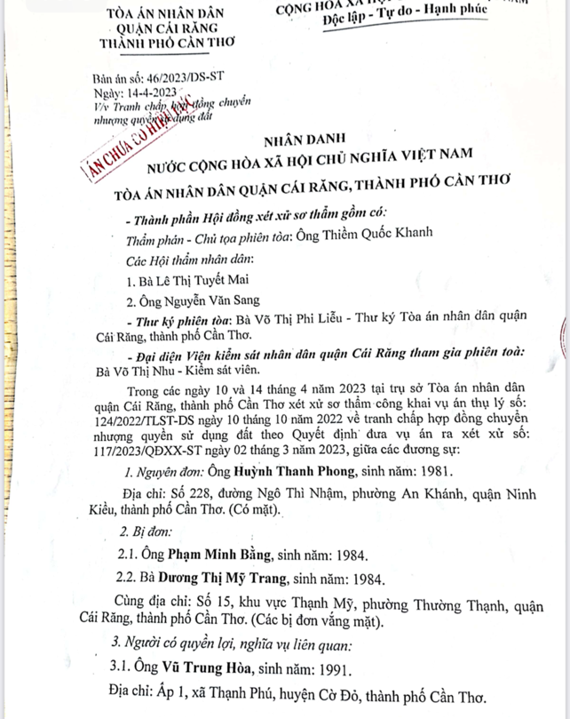 Vụ án 'bồi thường tiền đặt cọc' chưa được thi hành tại Cần Thơ: Tổng cục Thi hành án dân sự yêu cầu báo cáo 