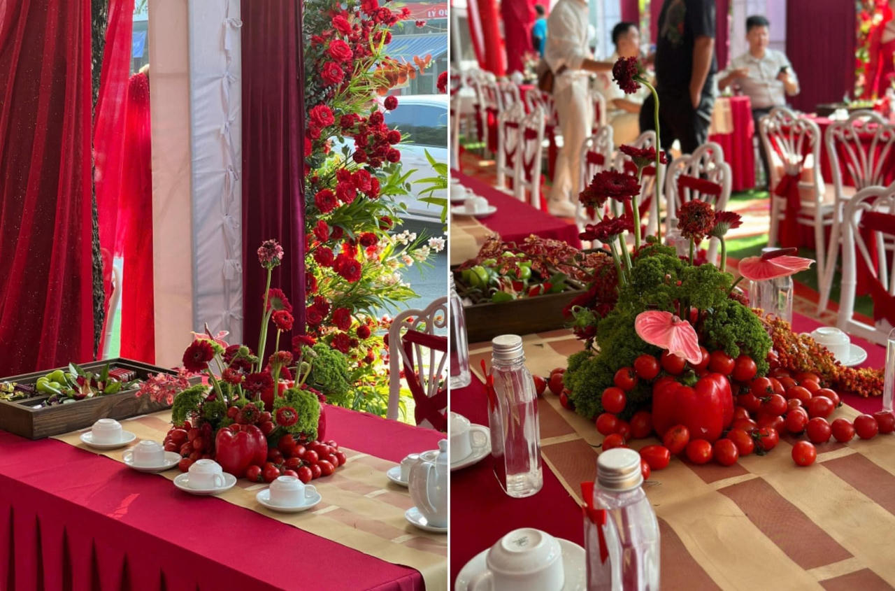 Độc lạ những đám cưới trang trí bằng rau củ quả
