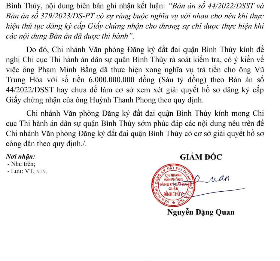 Diễn biến vụ “1 khu đất, 2 bản án, 3 đương sự” tại Cần Thơ: Đương sự đề nghị thanh, kiểm tra việc công chứng chuyển nhượng đất 