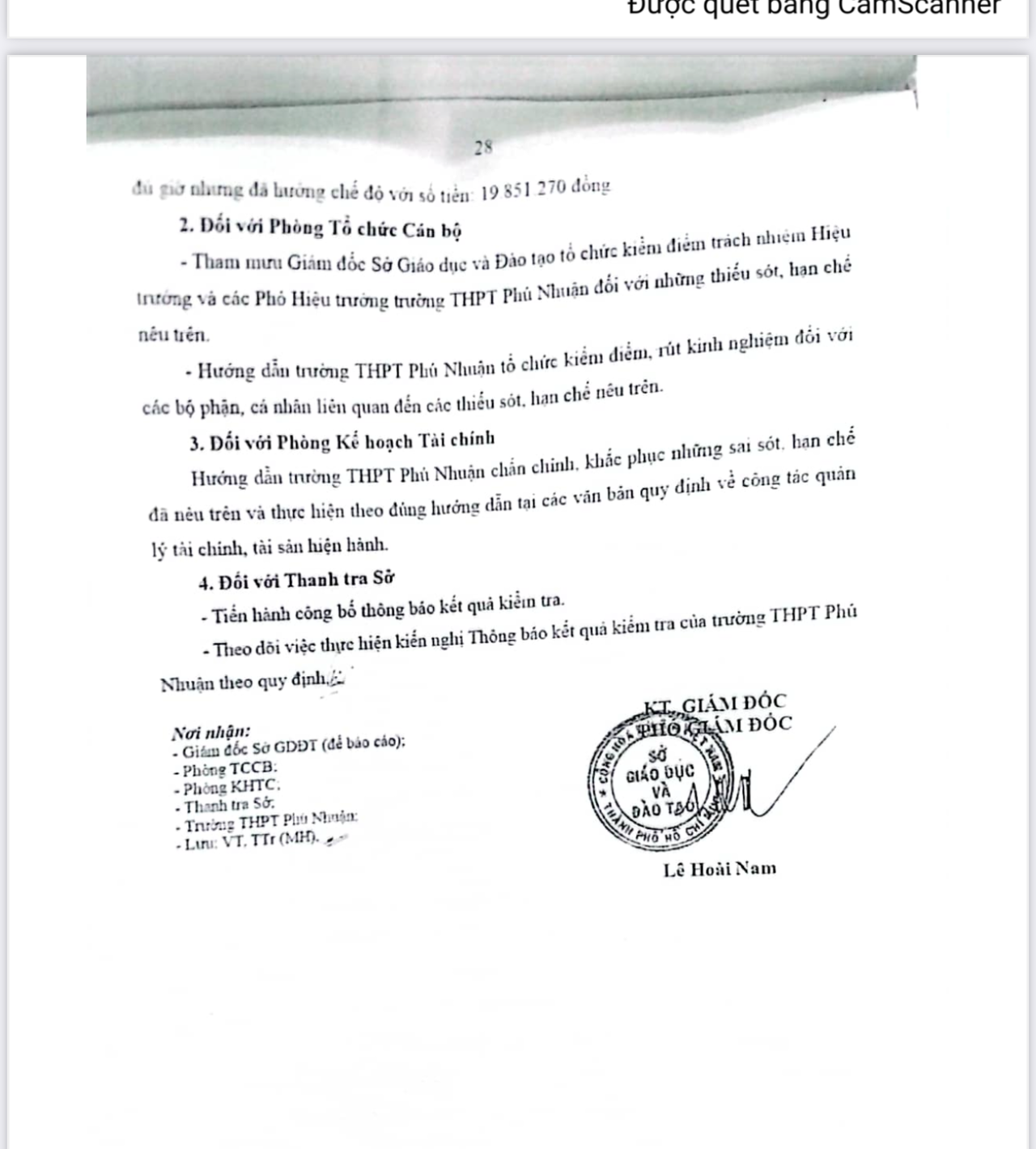 Sự việc học phí chuyển về tài khoản cá nhân tại TP HCM : Sở Giáo dục và Đào tạo khẳng định Trường THPT Phú Nhuận đã vi phạm